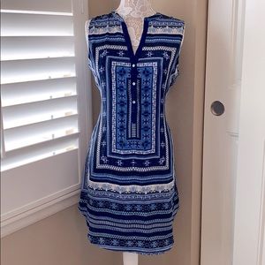 Blue and white dress